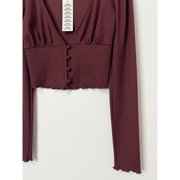 UO Women’s Brown Button-Up Cropped Top Size XS - Picture 3 of 7